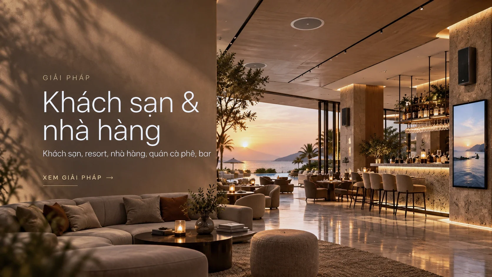Giải pháp Ecler cho khách sạn & nhà hàng — Khách sạn, resort, nhà hàng, quán cà phê, bar